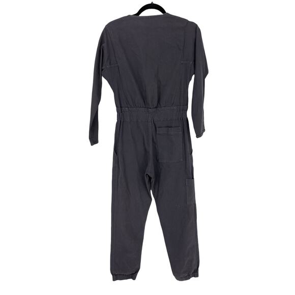 Pietsie Jumpsuit Womens Size Small Cargo Blue Long Sleeve Button Front Cotton - Picture 2 of 4